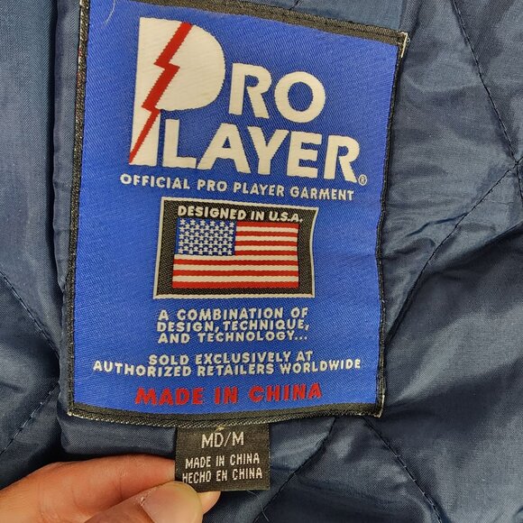 Denver Broncos SUPER BOWL XXXIII Vintage 1999 PRO PLAYER Blue Med Leather Jacket - Picture 2 of 16